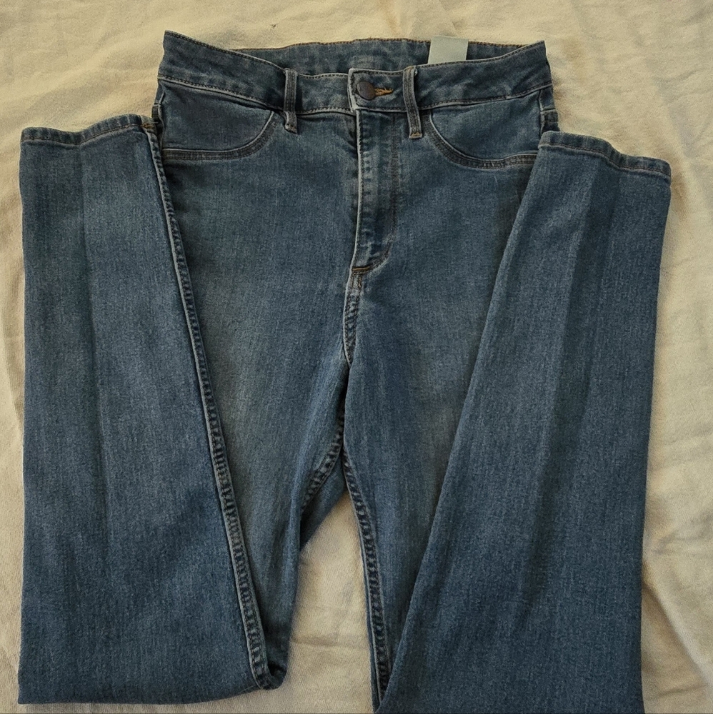 H&M Girls Skinny High Waist Ankle Jeans. 26" Waist 27" Inseam, Blue